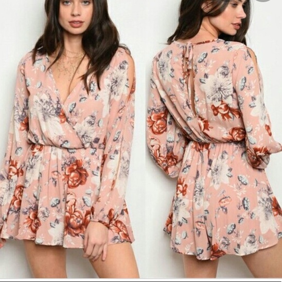 Peach Love California Pants - PLC Floral Romper in Blush